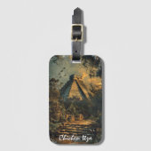 Chichen Itza Mexico Vintage Travel ArtWork Bagagelabel (Voorkant (verticaal))