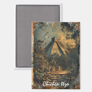 Chichen Itza Mexico Vintage Travel ArtWork Magneet