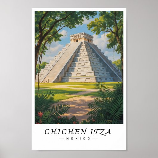 Chichen Itza Mexico Wall Art, Mayan Ruin Poster (Voorkant)