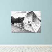 Chichén Itzá over de grote bal Canvas Afdruk (Insitu (Houten vloer))
