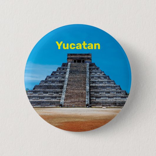 Chichen Itza Pyramid pinknop Ronde Button 5,7 Cm (Voorkant)