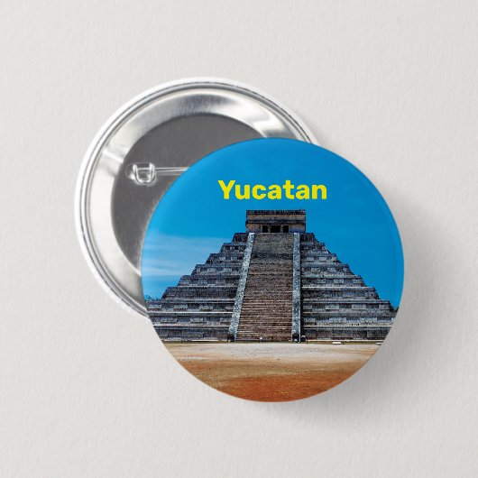 Chichen Itza Pyramid pinknop Ronde Button 5,7 Cm (Voorkant /achterkant)