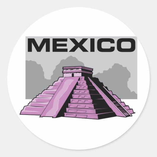 Chichen Itza Ronde Sticker (Voorkant)