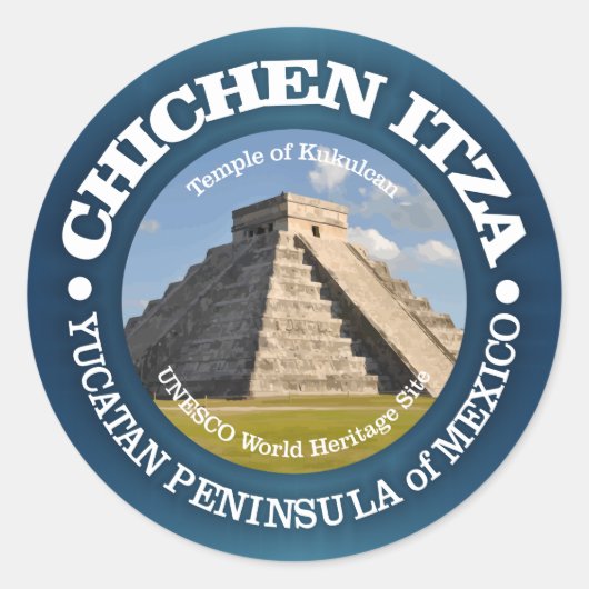 Chichen Itza Ronde Sticker (Voorkant)