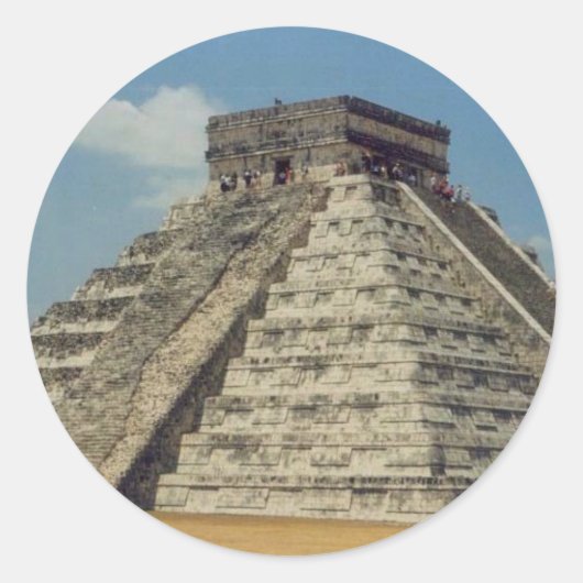 Chichen Itza Ronde Sticker (Voorkant)