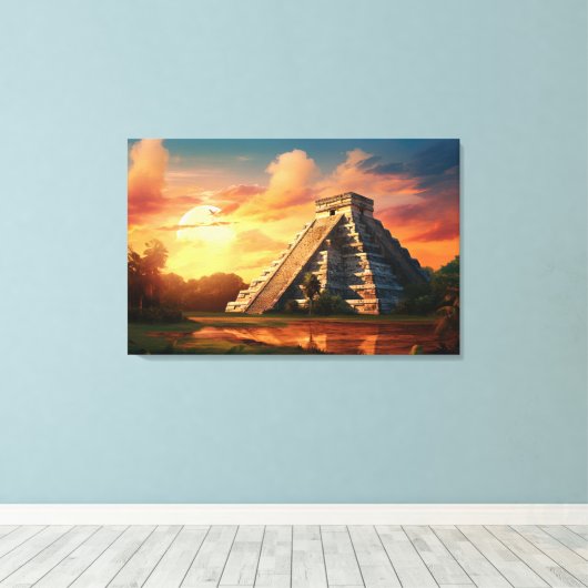 Chichen Itza, uitgerekt canvas print (Insitu (Houten vloer))