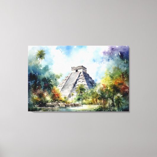Chichen Itza, uitgerekt canvas print (Voorkant)