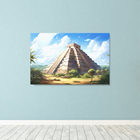 Chichen Itza, uitgerekt canvas print (Insitu (Houten vloer))