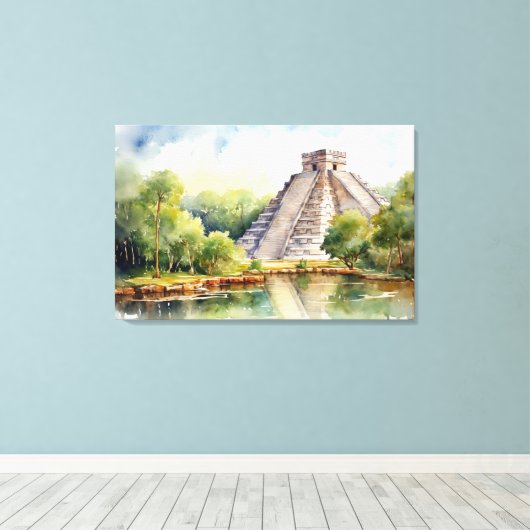 Chichen Itza, uitgerekt canvas print (Insitu (Houten vloer))