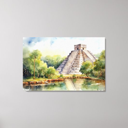 Chichen Itza, uitgerekt canvas print (Voorkant)