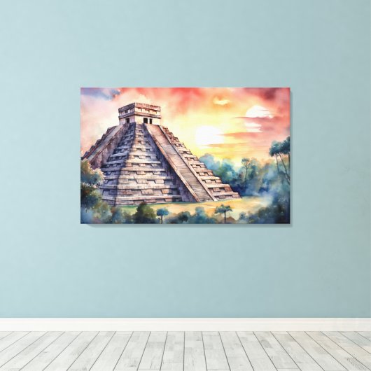Chichen Itza, uitgerekt canvas print (Insitu (Houten vloer))
