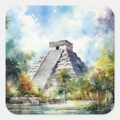 Chichen Itza Vierkante Sticker (Voorkant)