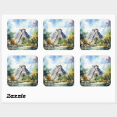 Chichen Itza Vierkante Sticker (Vel)