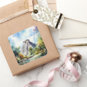 Chichen Itza Vierkante Sticker