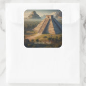 Chichén Itzá Yucatá Mexico Landschapsreizen Vierkante Sticker (Tas)