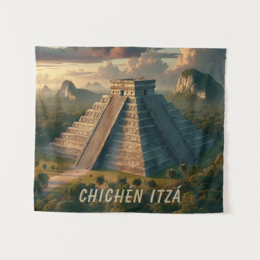 Chichén Itzá Yucatá Mexico Landschapsreizen Wandkleed (Voorkant (horizontaal))