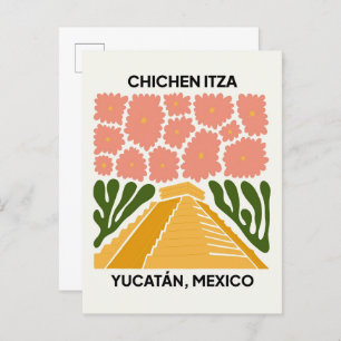 Chichen Itza Yucatan Mexico reizen bloemsierkunst Briefkaart