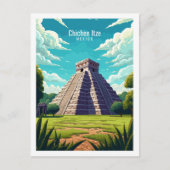 Chichen Itze Mexico vintage reisillustratie Briefkaart (Voorkant)