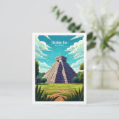Chichen Itze Mexico vintage reisillustratie Briefkaart (Staand voorkant)