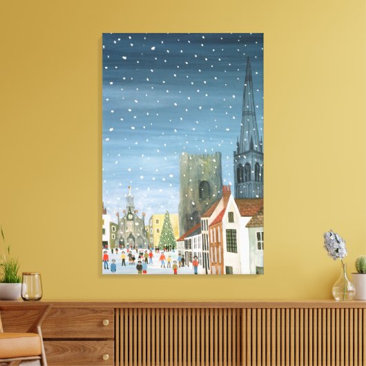 Chichester Cathedral A Snow Scene Canvas Afdruk (Insitu (Woonkamer))