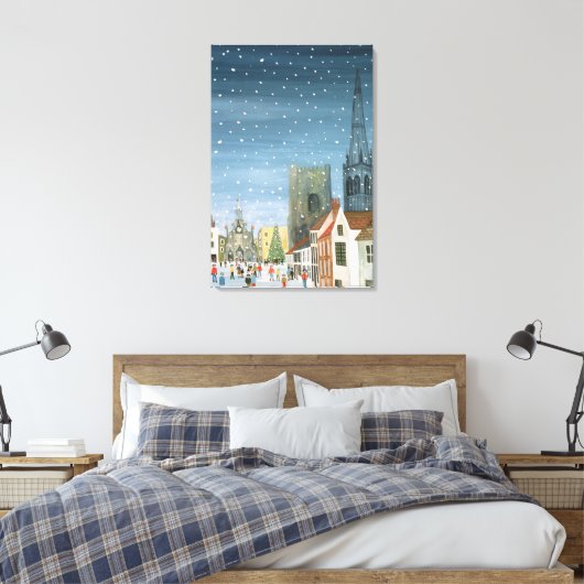 Chichester Cathedral A Snow Scene Canvas Afdruk (Insitu (Slaapkamer))