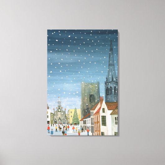 Chichester Cathedral A Snow Scene Canvas Afdruk (Voorkant)