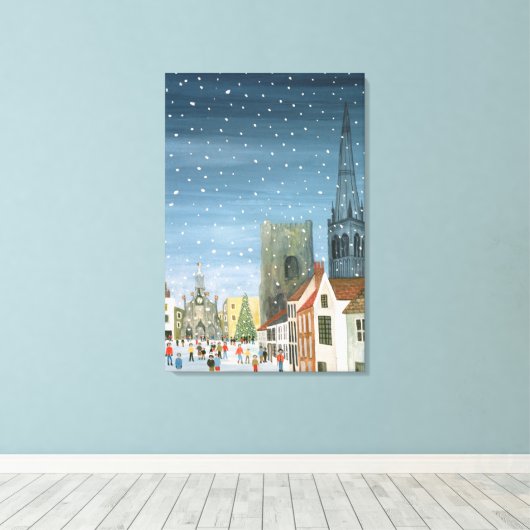 Chichester Cathedral A Snow Scene Canvas Afdruk (Insitu (Houten vloer))