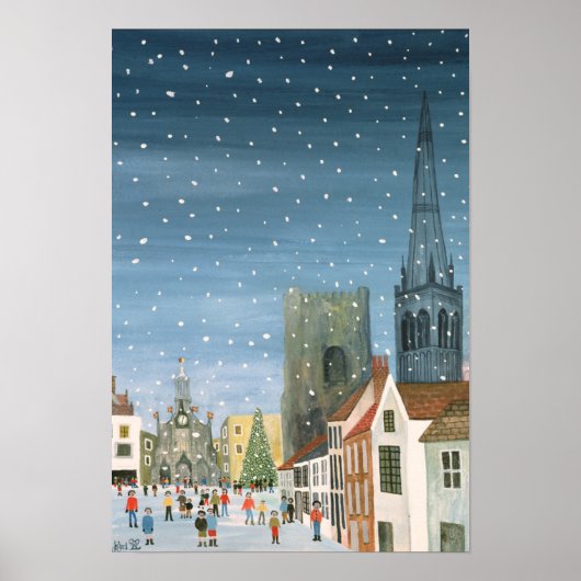 Chichester Cathedral A Snow Scene Poster (Voorkant)