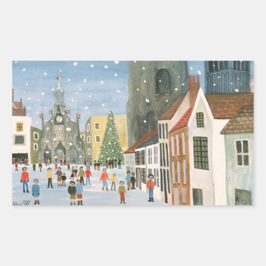 Chichester Cathedral A Snow Scene Rechthoekige Sticker (Voorkant)