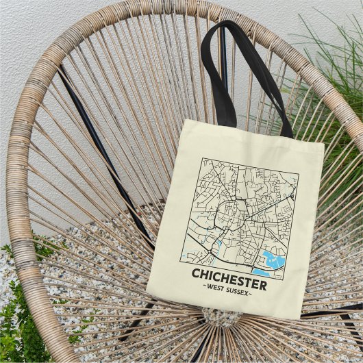 Chichester, West Sussex City Map Tote Bag