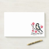 Chick-a-dee-dee-dee mezenogelroep post-it® notes (Op bureau)