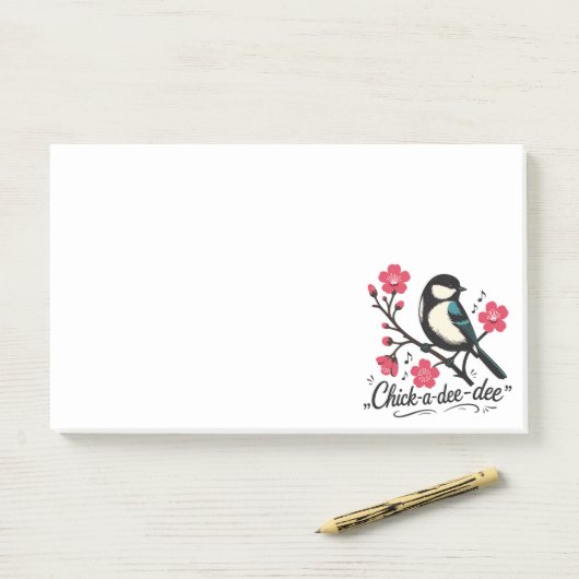 Chick-a-dee-dee-dee mezenogelroep post-it® notes (Op bureau)