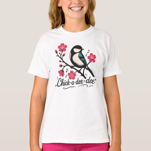 Chick-a-dee-dee-dee roep van de mees t-shirt (Voorkant)