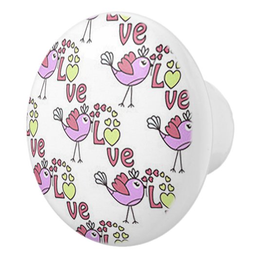 Chick-a-Dee Liefde Keramische Deurkruk Knop (Rechts)