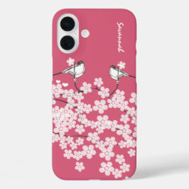 Chick a dee liefdesvogel Kersenbloesemtak iPhone 16 Plus Hoesje
