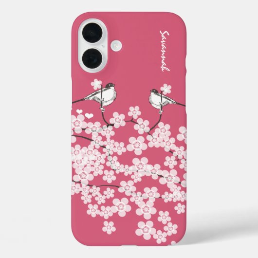 Chick a dee liefdesvogel Kersenbloesemtak Case-Mate iPhone Case (Achterkant)