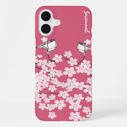 Chick a dee liefdesvogel Kersenbloesemtak iPhone Hoesje (Achterkant)