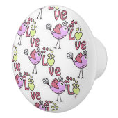 Chick-a-Dee Love Ceramic Door Knob Keramische Knop (Rechts)