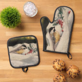 Chick-a-Dee met maretak Ovenwant & Pannenlap Set (Top down)