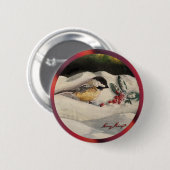 Chick-a-Dee met maretak Ronde Button 5,7 Cm (Voorkant /achterkant)