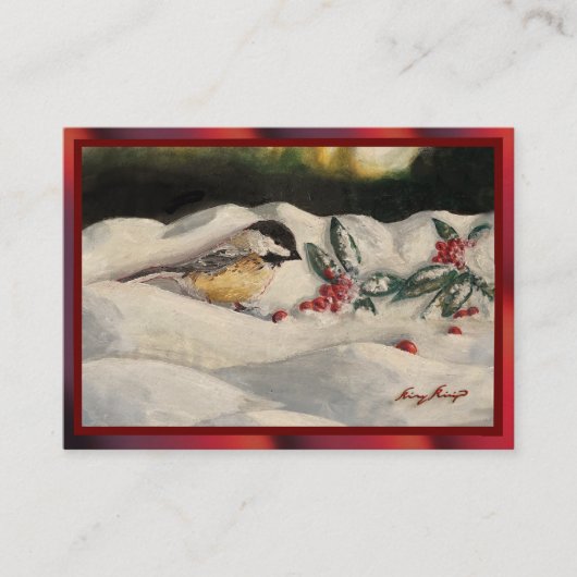 Chick-a-Dee met Mistletoe Postard stijl (Blank) Advieskaart (Voorkant)