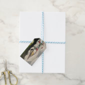 Chick-a-Dee with Mistletoe Folded Card (Blank) Cadeaulabel (Met Touw)