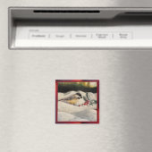 Chick-a-Dee with Mistletoe Folded Card (Blank) Magneet (Insitu (Vaatwasser))