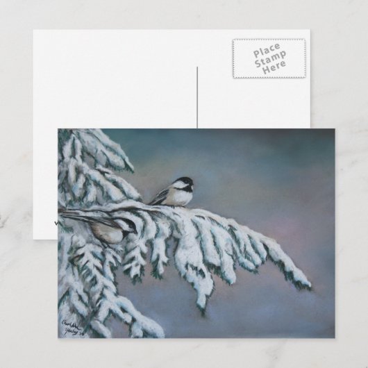 Chick-a-dees in het Briefkaart van de sneeuwvogelk (Voorkant / Achterkant)