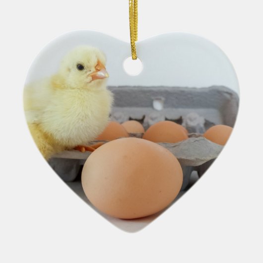 Chick and Egg Carton met bruine eieren Keramisch Ornament (Voorkant)