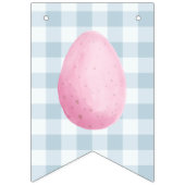 Chick And Pastel Eggs Happy Easter Blue Gingham Vlaggetjes (Eerste vlag)