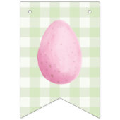 Chick And Pastel Eggs Happy Easter Green Gingham Vlaggetjes (Eerste vlag)