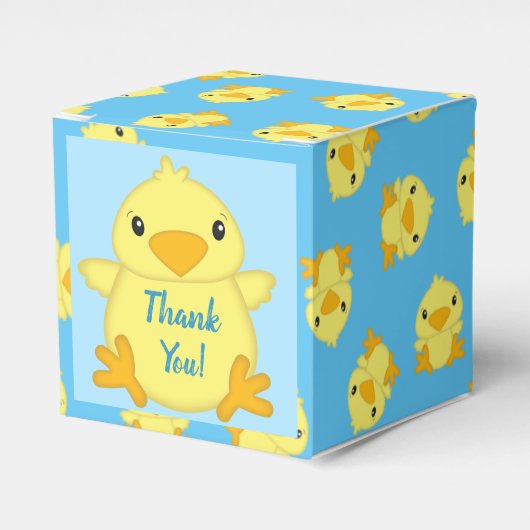 Chick Baby shower Blue Bedankdoosjes (Voorkant Zijde)