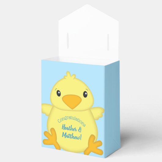 Chick Baby shower Blue Bedankdoosjes (Geopend)