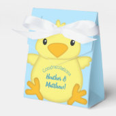 Chick Baby shower Blue Bedankdoosjes (Voorkant Zijde)